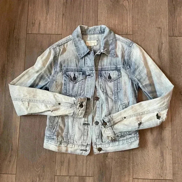 ❤️2/$50❤️Denim&Supply Ralph Lauren Paisley Pattern Distressed  Jean Jacket [XS] - Picture 1 of 7